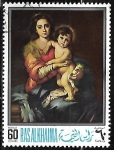 Stamps United Arab Emirates -  La irgen asegurando a Jesus Pintura