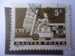 Stamps Hungary -  Transporte y Telecomunicación - Monte Carga Hidráulica y carro de Correo.