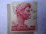 Stamps Italy -  Cabeza de la Estatua en Mármol de San Jorge- de Donatello (1440)