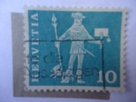 Stamps Switzerland -  Mensajero de la Ciudad de Schwyz, Siglo XV