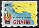 Stamps : Africa : Ghana :  Map from West Africa and Gold Cup