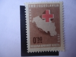 Stamps Yugoslavia -  sello de Caridad - SAemana de la Cruz Roja - Recargo Porto - Mapa.