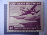 Sellos de America - Chile -  linea Aérea Nacional - Avión Sobre la Costa y el Amanecer- 