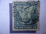 Stamps Chile -  Correo Aéreo tipo 1934 - Avión en Vuelo-Paisaje