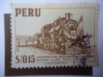 Stamps Peru -  Locomotora N°80 - Inauguración del Ferrocarril Matarani - La Joya (1-06-1953)