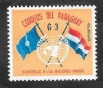 Sellos de America - Paraguay -  264 - 15 Anivº de Naciones Unidas, Banderas de la ONU y Paraguay