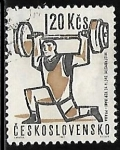 Stamps : Europe : Czechoslovakia :  Halterofilia (Levantamiento de pesas)