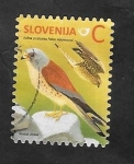 Stamps : Europe : Slovenia :  Falco naumanni, cernícalo primilla