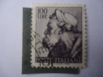 Stamps Italy -  Cabeza del Profeta Ezequiel - Obras de Miguel Ángel