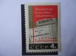 Stamps Russia -  Manifiesto del Partido Comunista - URSS - Centenario del Primer Internacional - Libros