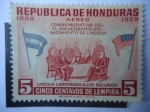 Stamps : America : Honduras :  150° Cumpleaños de Abraham Lincoln - Lincoln en la Conferencia Sobre la Liberación de los Esclavos.