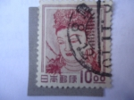 Stamps Japan -  Kannon Bosat (pintura Mural) Diosa de la Misericordia- Kondo Hall, Nara
