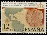 Stamps Spain -  ESPAÑA 1976 2333 Sello Nuevo Primer viaje al continente Americano de SS.MM, los Reyes de España