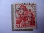 Stamps Switzerland -  Villa de Castagnola-Lago de Lugano- Monte de Bré -Iglesia