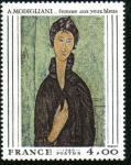 Stamps : Europe : France :  "Mujer de Ojos Azules" A. Modigliani