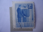 Stamps Romania -  Cartero-Buzón-Corneta de Correo-Correo Postal y Transporte.