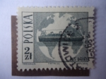 Stamps Poland -  Stefan Batory y Globo Terráqueo - Transatlántico Flota Mercante M/S Batory