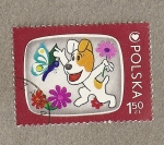 Stamps Poland -  Perrito con flores