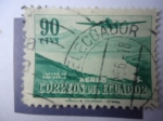 Stamps Ecuador -  Duglas DC-4 - Lago de San Pablo