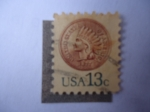 Sellos de America - Estados Unidos -  Penique Indio 1877 - Moneda. Serie de 1975-1981