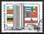 Stamps Hungary -  Banderas - Edificios Gubernamentales 
