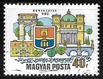 Stamps Hungary -  Escudo de armas y edificios