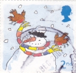Stamps United Kingdom -  ilustración muñeco de nieve 
