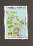 Sellos de Africa - Santo Tom� y Principe -  Flor  Solanum ovigerum