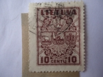 Stamps : Europe : Lithuania :  Escudo de Armas - (El primero de la Emisión de Sellos Estándar)