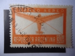 Sellos de America - Argentina -  Avión y Sobre de Carta - Correo Aéreo.