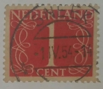 Stamps : Europe : Netherlands :  Holanda 1c Rojo