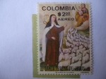 Sellos de America - Colombia -  Santa Teresa de Jesus - Surcharged-(Sello del 1973)-Elevación- Oleo de Baltazar de Figueroa (1515-15