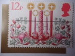 Stamps United Kingdom -  Navidad 1980 - Decoración Tradicional - Velas - Lámparas