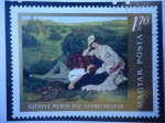 Stamps Hungary -  Enamorados- Oleo del Pintor: Pál Szinyei Merce (1845-1920)