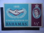 Stamps : America : Bahamas :  ICY-Emblema - Año de la Coperación Internacional 1965 - Choque de Mano.