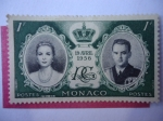 Stamps : Europe : Monaco :  boda del Príncipe Rainier III y la Actriz Grace Kelly (19-04-1956)