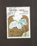 Sellos de Asia - Laos -  Flor Paphiopedilum