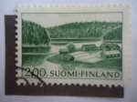 Sellos del Mundo : Europa : Finlandia : Granja en la Orilla del Lago-Paisaje.