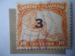 Stamps El Salvador -  Mapa de Centroamerica