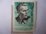 Stamps Russia -  Nikolai Ivanovich Kuznetsov (1911/1944)-Agente de Inteligencia Soviético.-Serie Héroes de Guerra de 