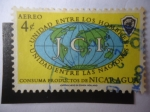 Stamps : America : Nicaragua :  Globo con J.C.T - Cámara de Comercio Junior-Unidad entre los hombres y Naciones.