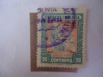 Stamps : America : Bolivia :  Mapa de las Líneas Aéreas de Bolivia - XX Aniversario Elyd Aéreo Boliviano.