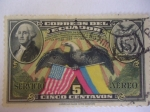 Sellos de America - Ecuador -  Retrato de Washington-Aguila Calva Américana y Bandera - 150° Aniversario de la Constitución de USA-