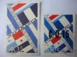 Stamps : America : Nicaragua :  Banderas Estados Americanos-Sellos de_Nicaragua y Costa Rica (Resp.)-Independencia de Estados Centro