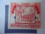 Stamps Paraguay -  Homenaje a los Héroes del Chaco-Columna de Marcha ante la Iglesia.