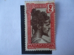 Stamps Madagascar -  Cabeza Sakalava.