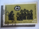 Stamps Australia -  Navidad 1966 - Emmanuel, Dios con Nosotros - Adoración del Niño.