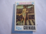 Stamps Grenada -  Natividad 1975- Cristo con la Cruz- Oleo del pintor Italiano Giovanni Bellini (1433-1516)