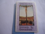 Sellos del Mundo : America : Granada : Granada-Granadinas - Natividad 1976-Cristo Crucificado -Oleo del pintor Antonello Da Messina (1430/7