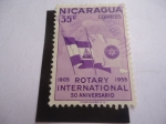 Sellos de America - Nicaragua -  Bandera Nacional - Rotary Internacional - 50 Aniversario1905-1955